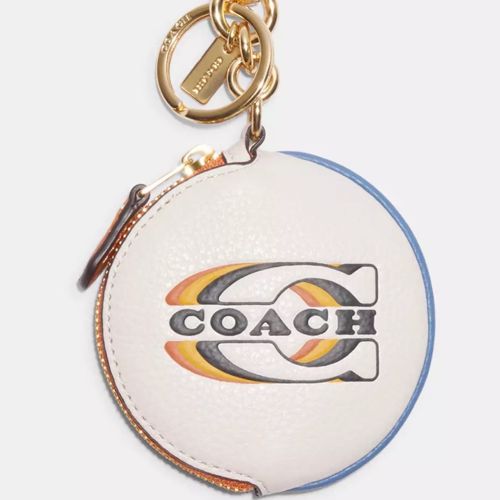 NWT-Coach-Circular Leather Coin Pouch-Coach Stamp Print-$128 - Picture 10 of 11